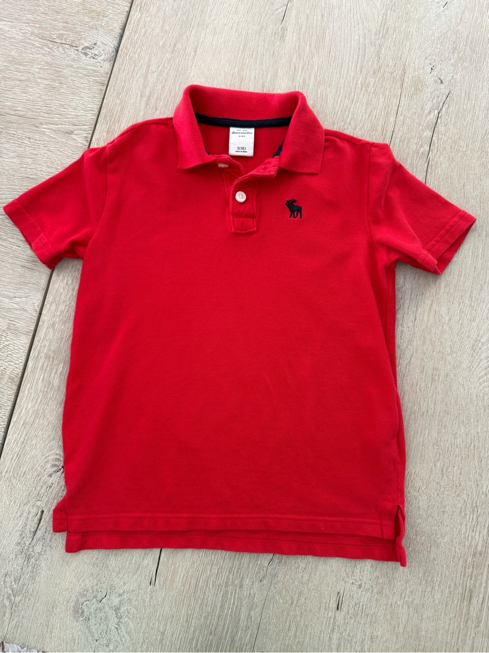 Abercrombie & Fitch Boys Bright Red Polo with Navy Logo